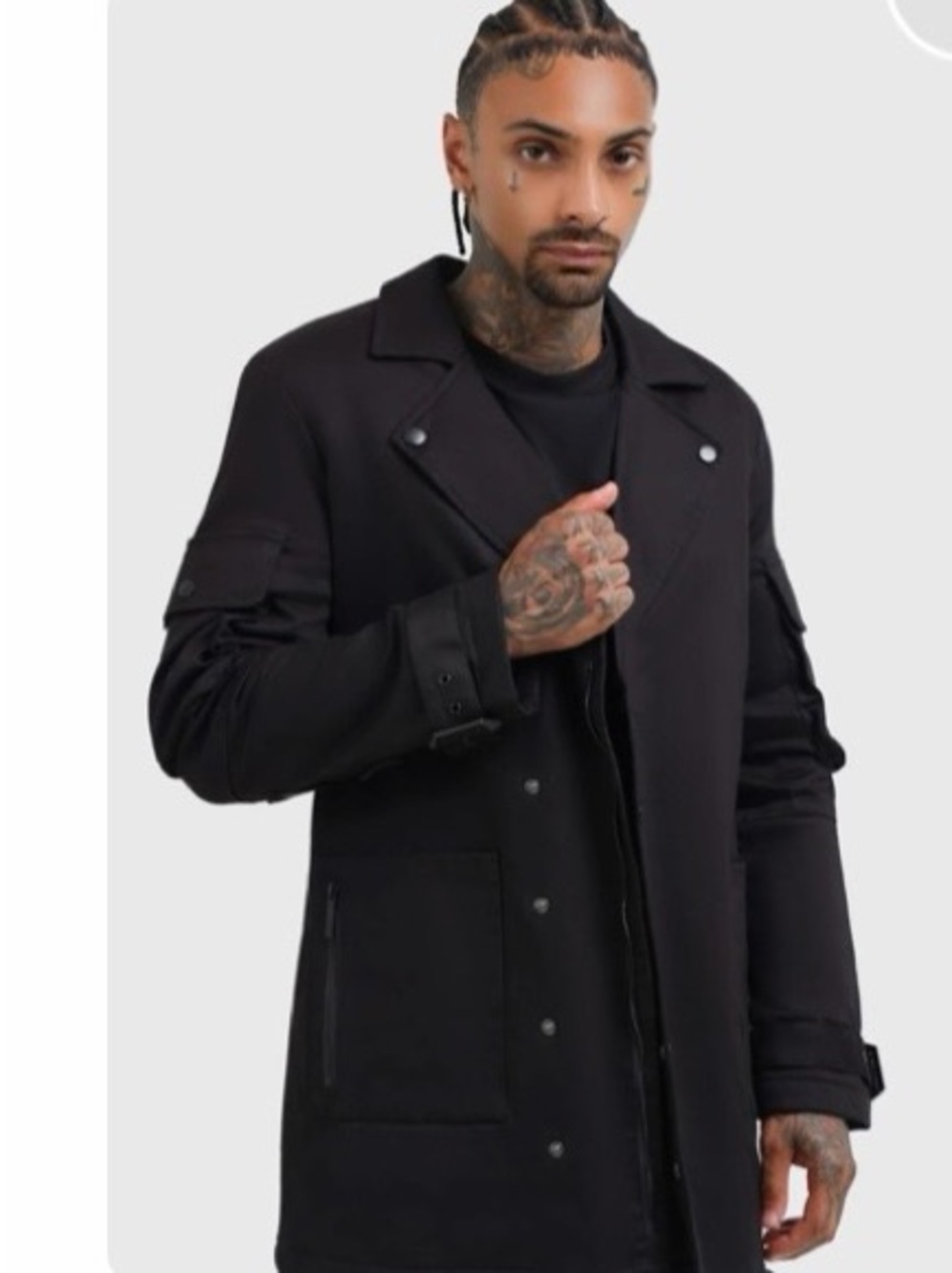Killstar Black Long Trench Coat with Utility Details